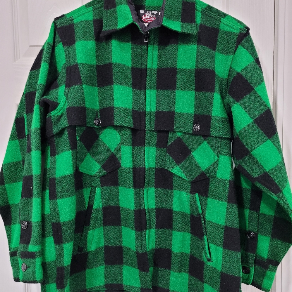 Johnston & Murphy Green Buffalo Check Zip Shirt Jacket